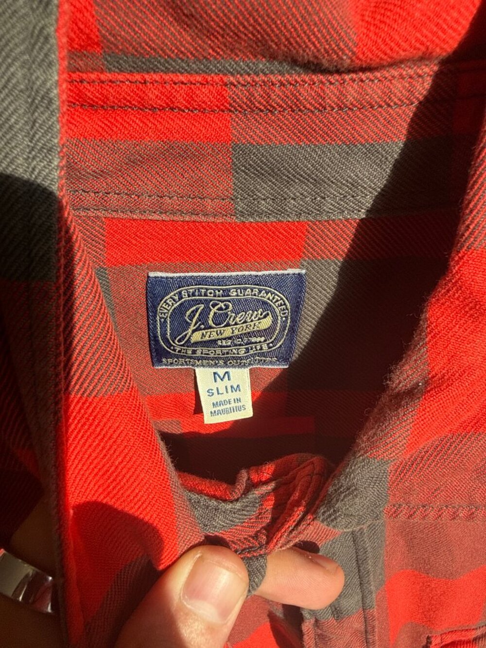 J.Crew Sportsmen's Outfitters Mens Slim Flannel Button Down Shirt Red Gray Buffa